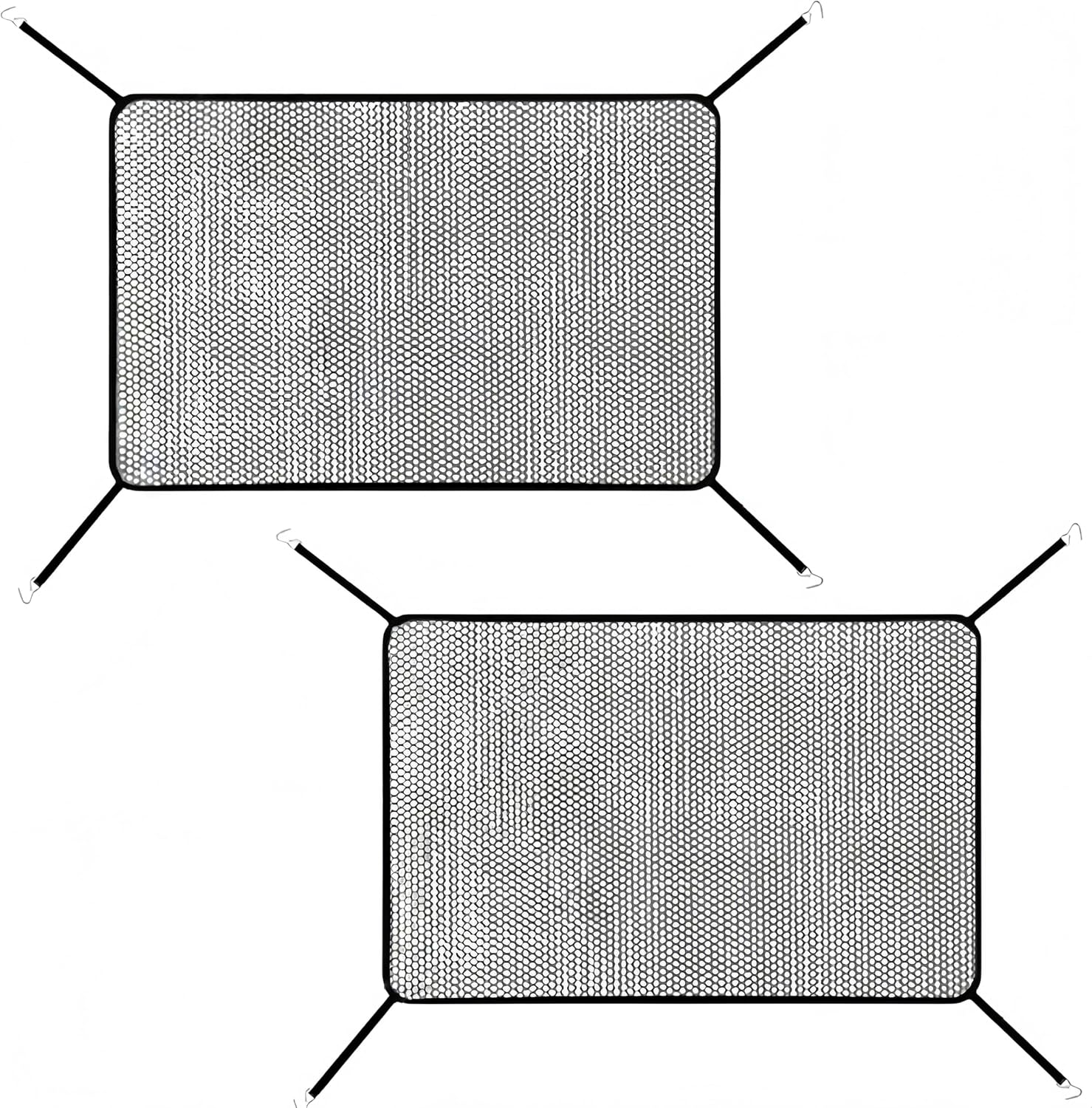 Car Grille Net,2 Pcs Front Hood Grille Protection Mesh with Hook,Anti-Clogging Exterior Air Intake Dustproof Net,High-Density Engines Water Net Guard Protector,For Most Cars,Trucks,Suvs (Black) image number 3