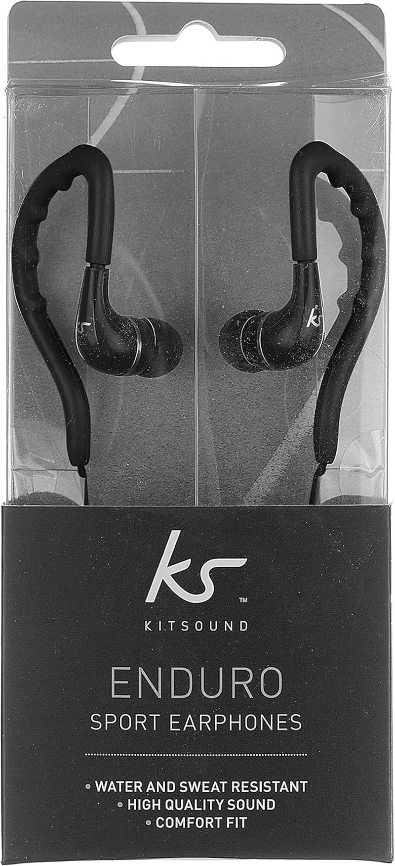 Kitsound Enduro Water Resistant Sports Earhook Earphones - Black image number 4