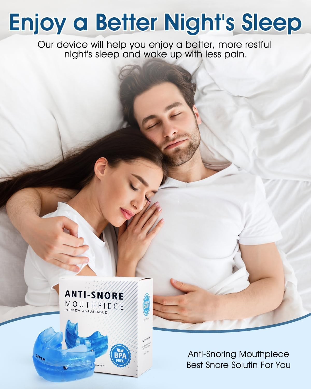 Anti Snoring Device- BPA Free anti Snoring Mouthpiece Mouth Flexible Adjustable Effective Reduce Clenching & Pain anti Snore Solution for Men and Women Reclaim Peaceful Sleep with Portable Storage Box image number 2