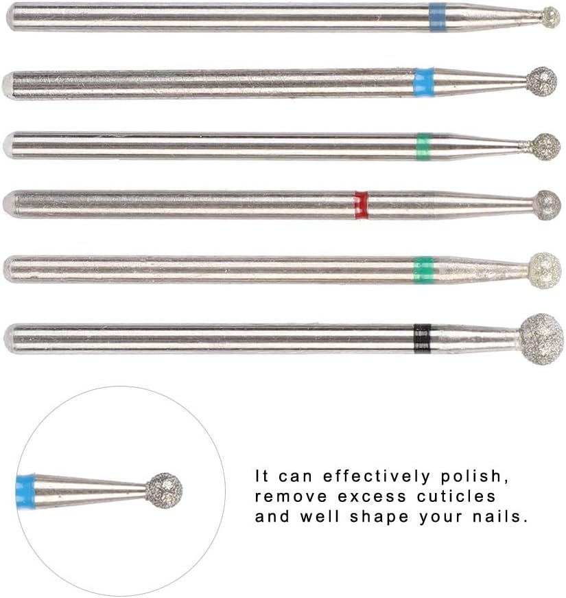 Nail Drill Bit Set, 6Pcs Stainless Steel Nail Drill Heads Manicure Accessories Nail Art File Bits Tools(#3) image number 6