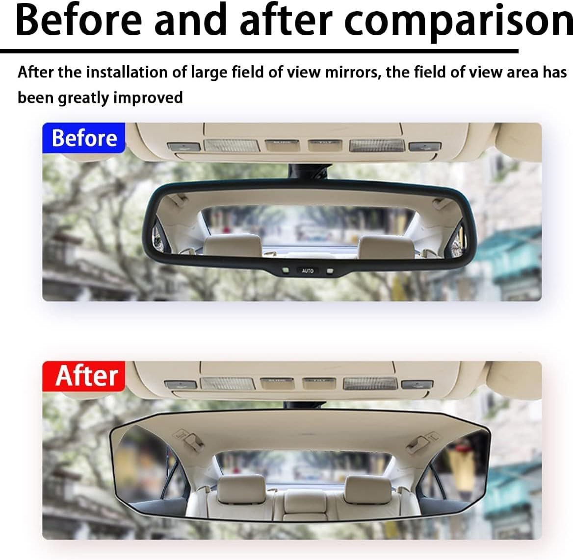 Car Rear View Mirror, Anti-Glare Clip-On HD Wide Angle Extended Curved Mirror, 360 Degrees Adjustable Reduce Blind Spots, Universal Car Accessories for Vehicle, Truck, SUV, Van image number 2