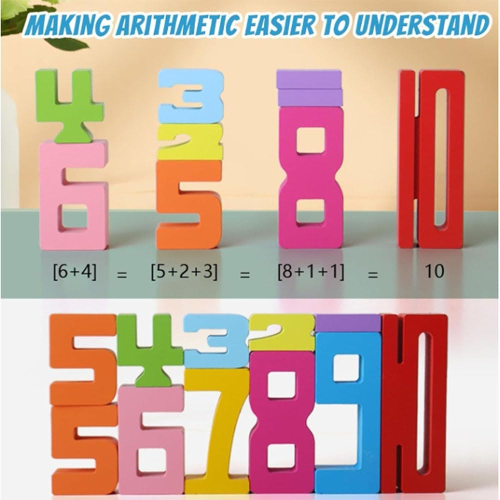 DWYYWSM Wooden Math Numbers Blocks, Montessori Wooden Number Building Blocks, Digit Blocks, Friends of Ten Blocks, Unlock Your Child&rsquo;S Potential image number 2