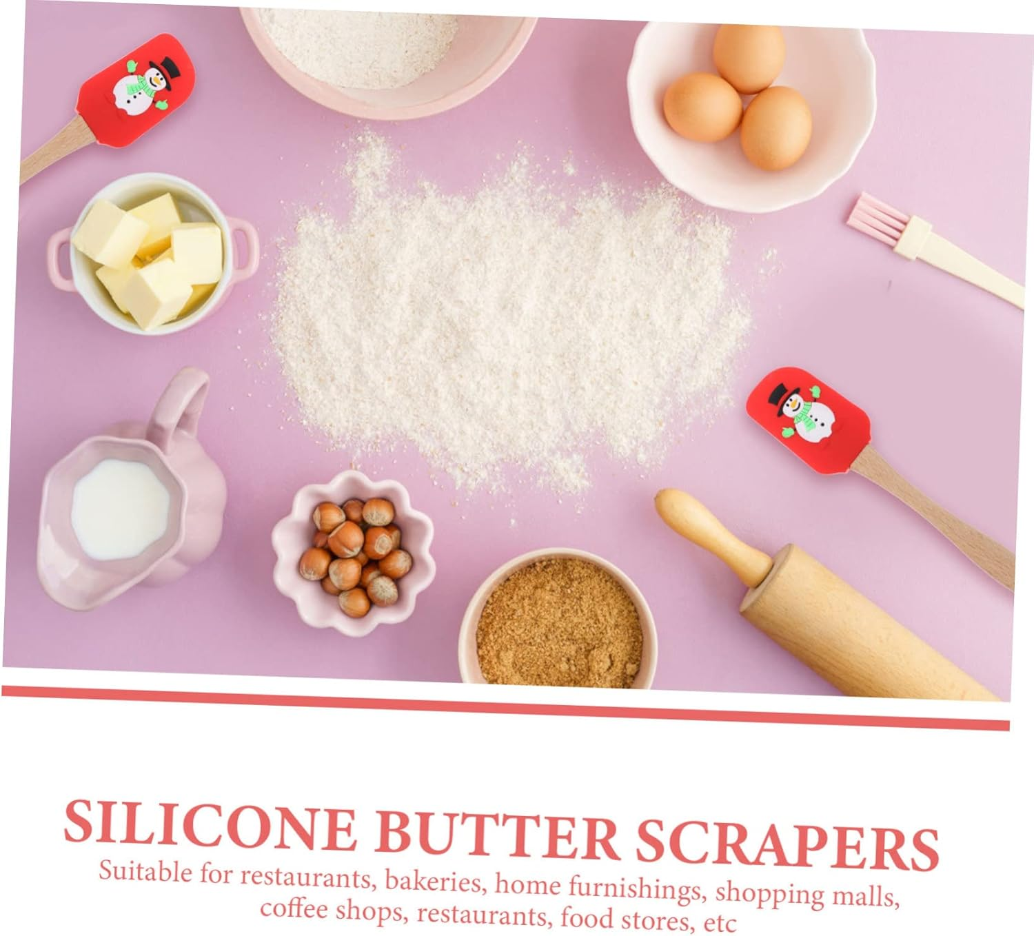 10Pcs Professional Baking Scrapers Silicone Baking Spatulas for Christmas Cake Reusable Scrapers Household Wear-Resistant Cake Convenient image number 4