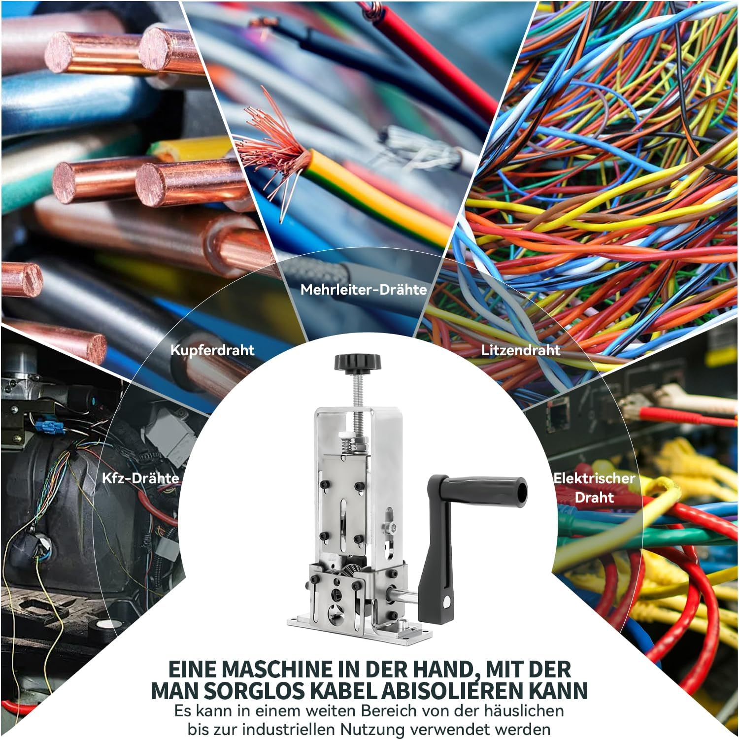 LILOOVKE Wire Stripper 1-25Mm Tool Wire Stripper Machine for Hand Crank or Drill Powered Manual Can Be Fixed or Removed Cable Stripper for Copper Scrap Recycling（Silver） image number 2