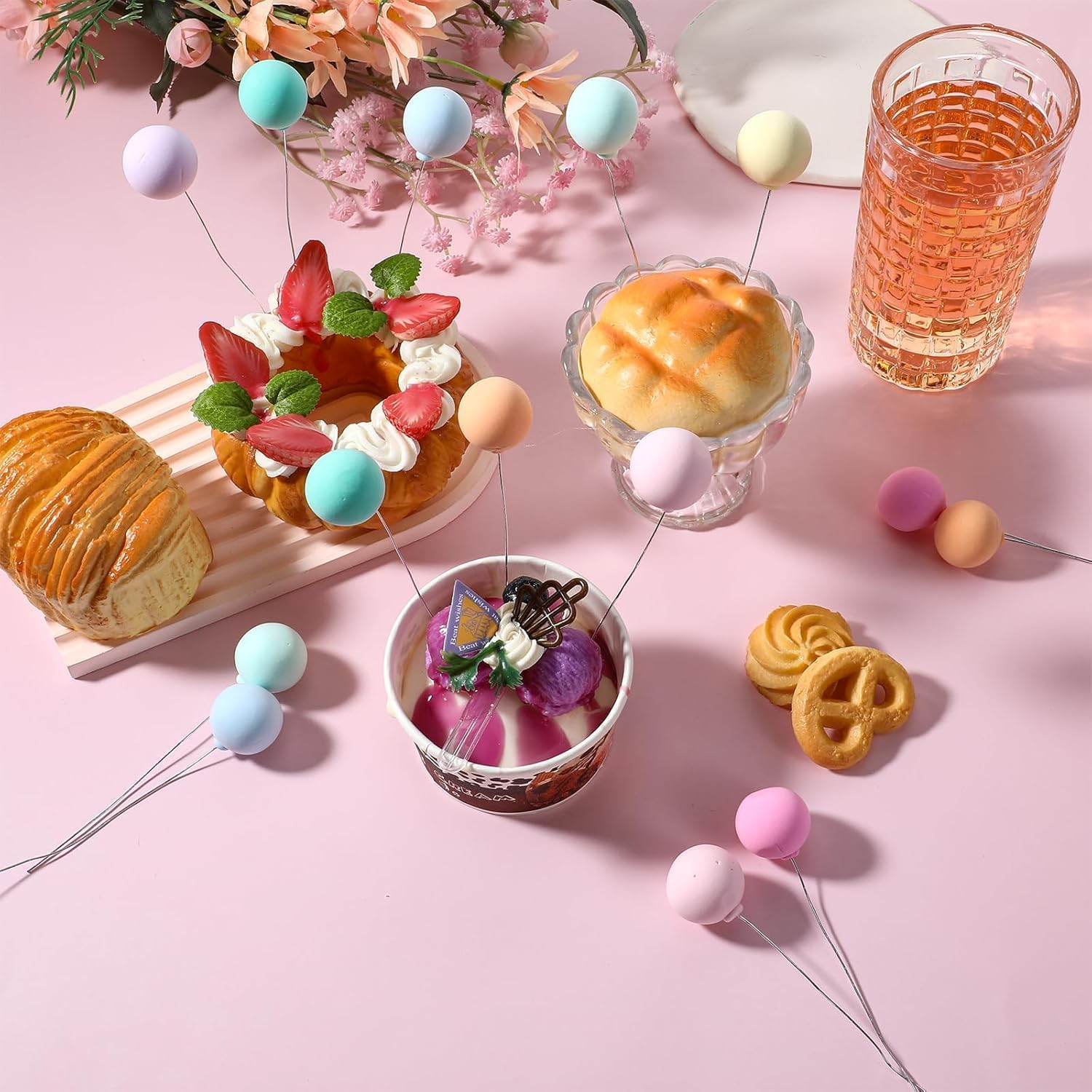 40 Pcs Mini Balloon Cake Decorations - Clay Cake Baking Plugin Ornament, Reusable Colorful for Birthday, Wedding, Baby Shower Party (Colorful) image number 3