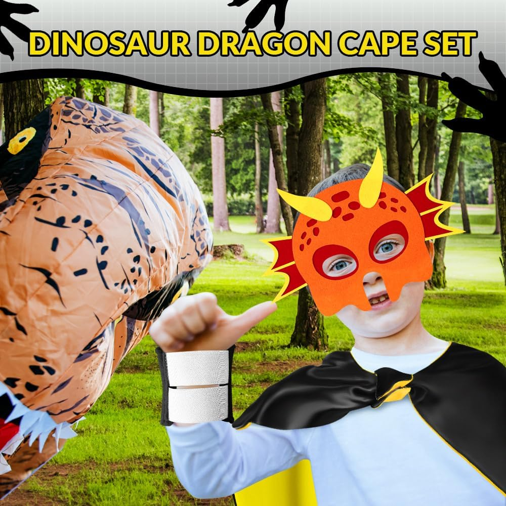 AUTOWT Dinosaur Capes Costume for Kids, 4 Pack Dragon Toddlers Boys Girls Dress up Costumes Clothes with Masks Paws Dino Role Play Birthday Party Favors