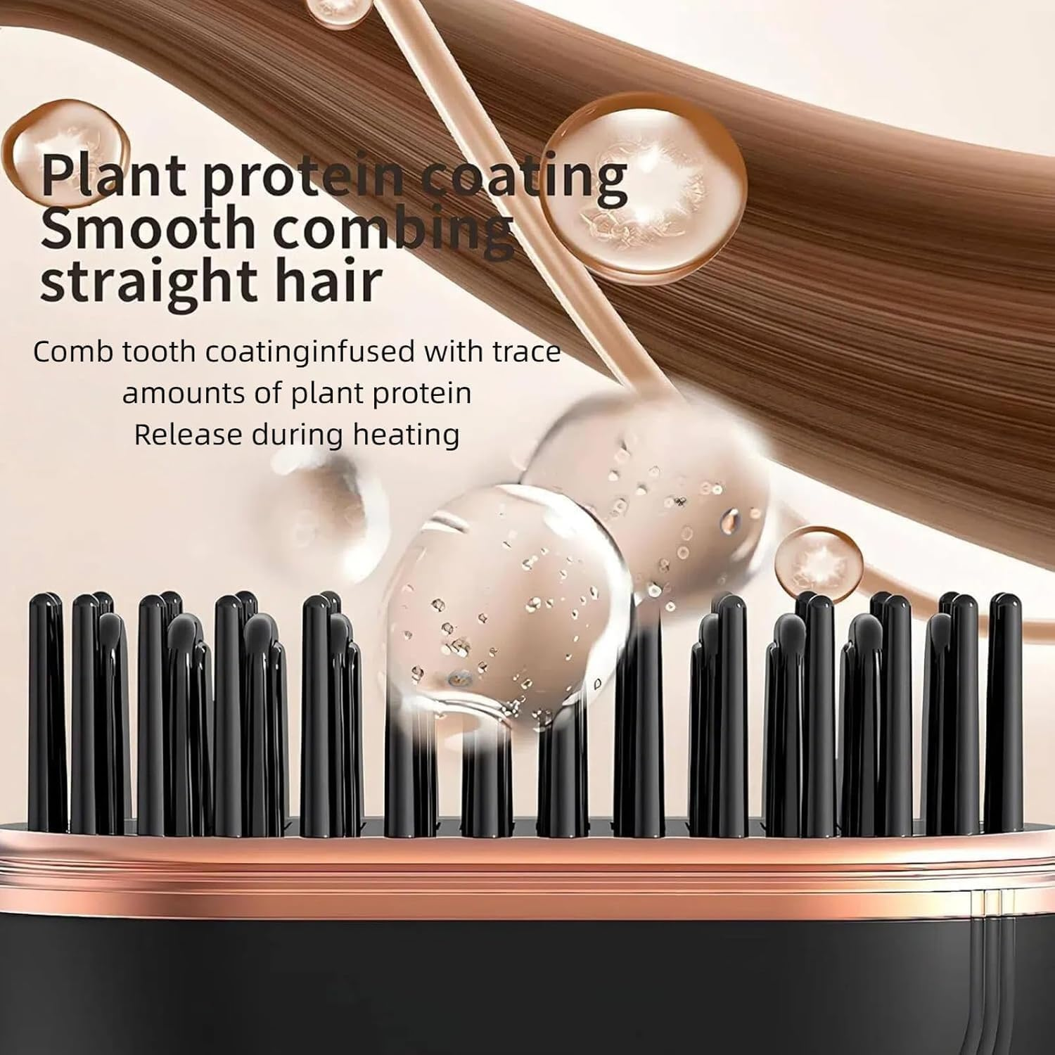 Glambrush Mini Cordless Hair Straightener Comb, 2-In-1 Portable Design with 3-Speed Temperature Control, Anti-Scald Shell (Black) - Pink image number 6