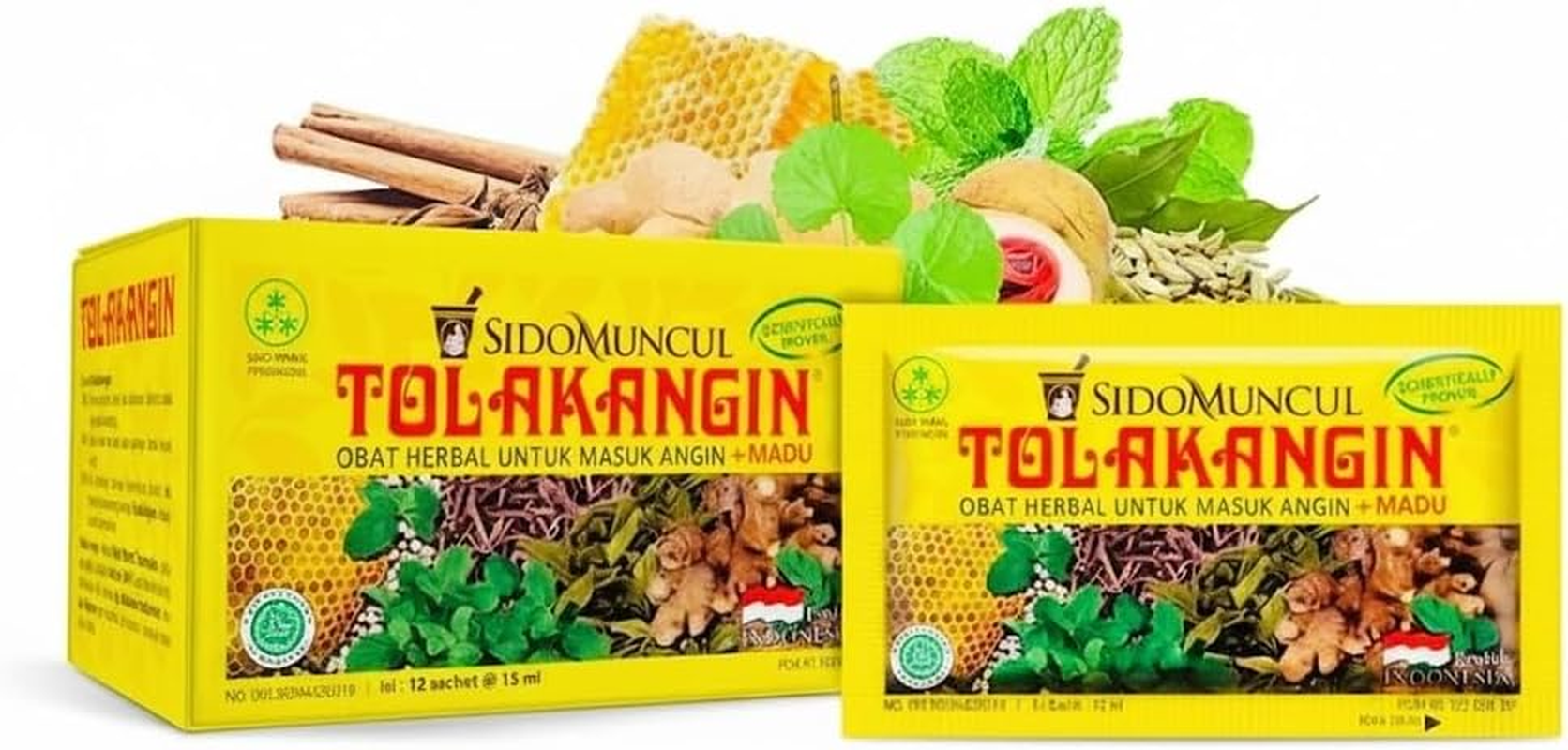 Tolak Angin Herbal Syrup by Sido Muncul &ndash; Classic Yellow Sachets &ndash; Ginger, Mint, Fennel, Clove & Honey Blend &ndash; Travel-Friendly 15Ml Single Serves for General Wellbeing (12 &times; 15 Ml Satchets) image number 2