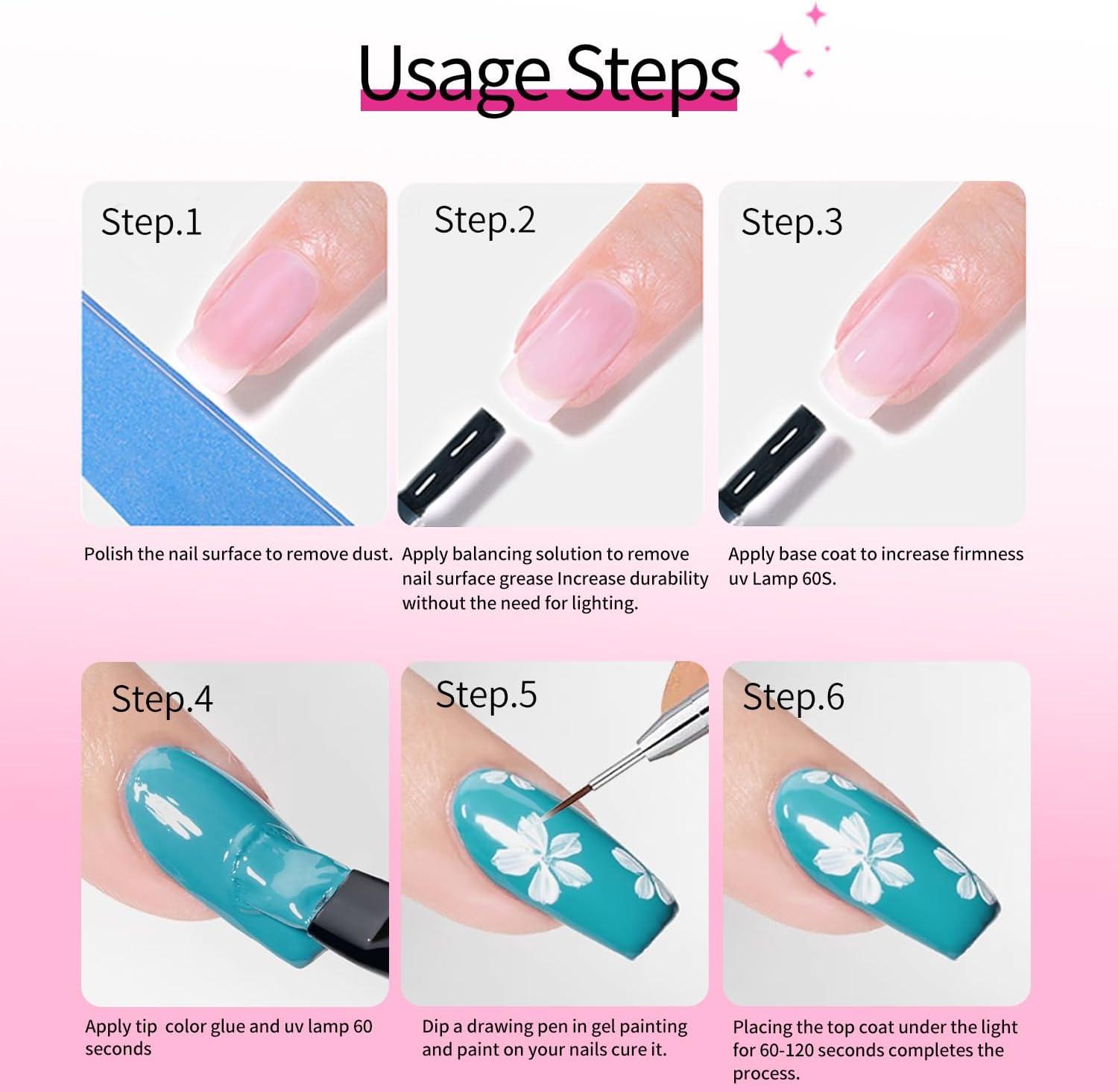 SULLMAR Black Nail Gel No Wipe Nail Pat Painting Gel for Drawing Striper Floral Painting Polish Required LED Drying for Salon Home DIY Manicure Nail Art (Black)