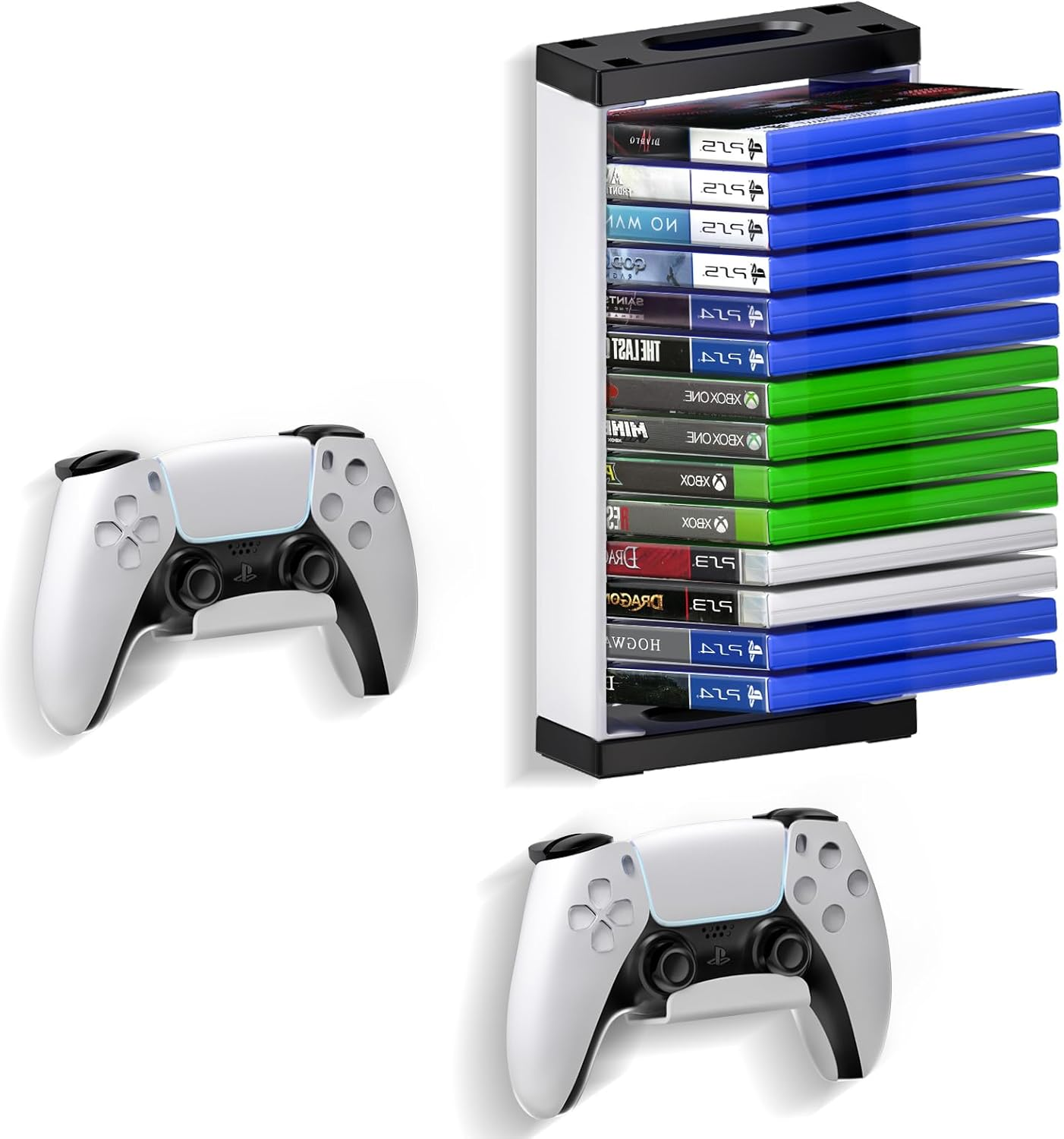 Nargos Video Game Holder Wall Mount, Gaming Accessories Storage for PS5, PS4, Xbox One, Xbox Series X/S Game Cases, Organizer Accessories (Include 2 Controller Wall Holders) image number 1