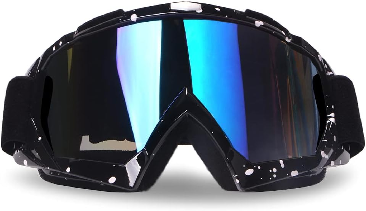 Motorcycle Goggles Dirt Bike Goggles 4-FQ Motocross Goggles Windproof Dustproof Scratch Resistant Ski Goggles Protective Safety Glasses PU Resin(Color Lens Marble Black Frame) image number 5