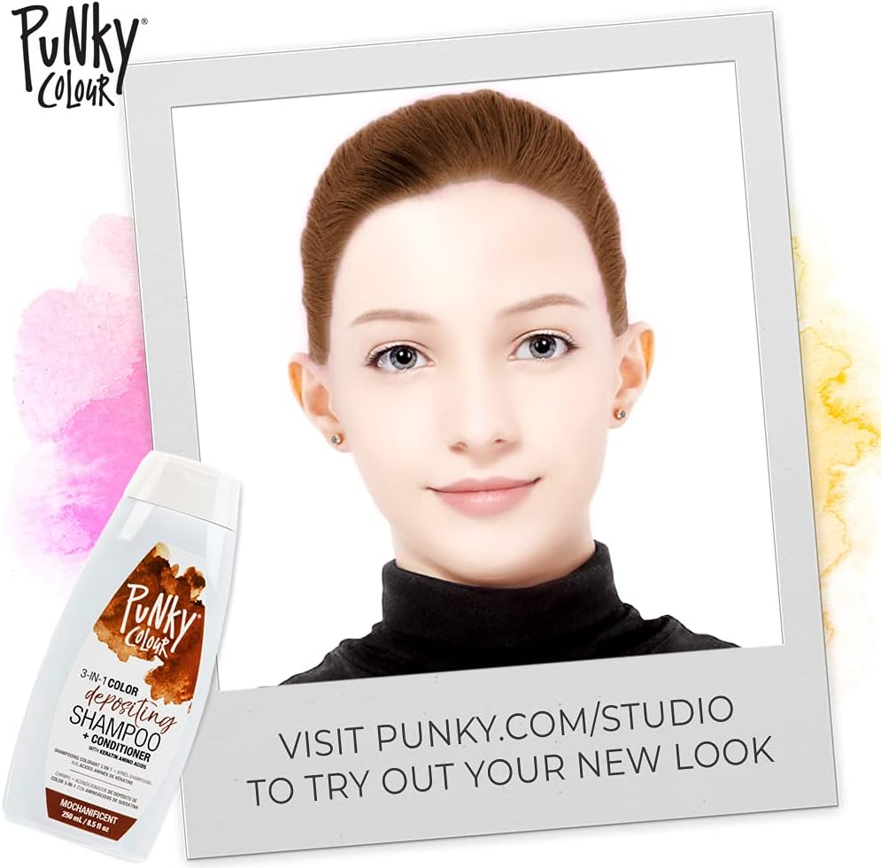 Punky Colour 3-In-1 Color Depositing Shampoo + Conditioner, PC67625, Mochanificent, 250 Millilitre