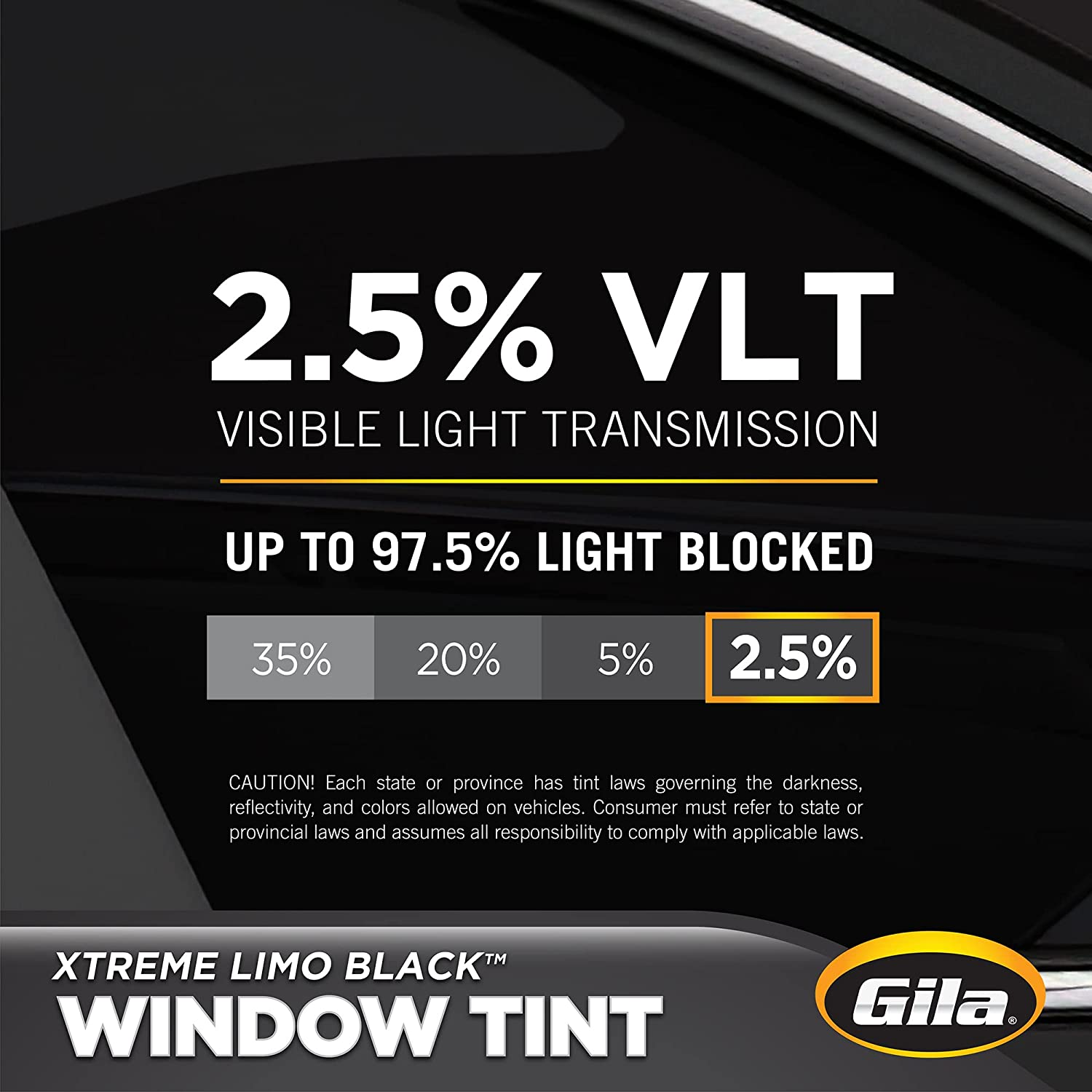 Gila XLB242 Xtreme Limo Black 2.5% VLT Automotive Window Tint DIY Glare Control UV Blocking 24In X 78In (2Ft X 6.5Ft) image number 6