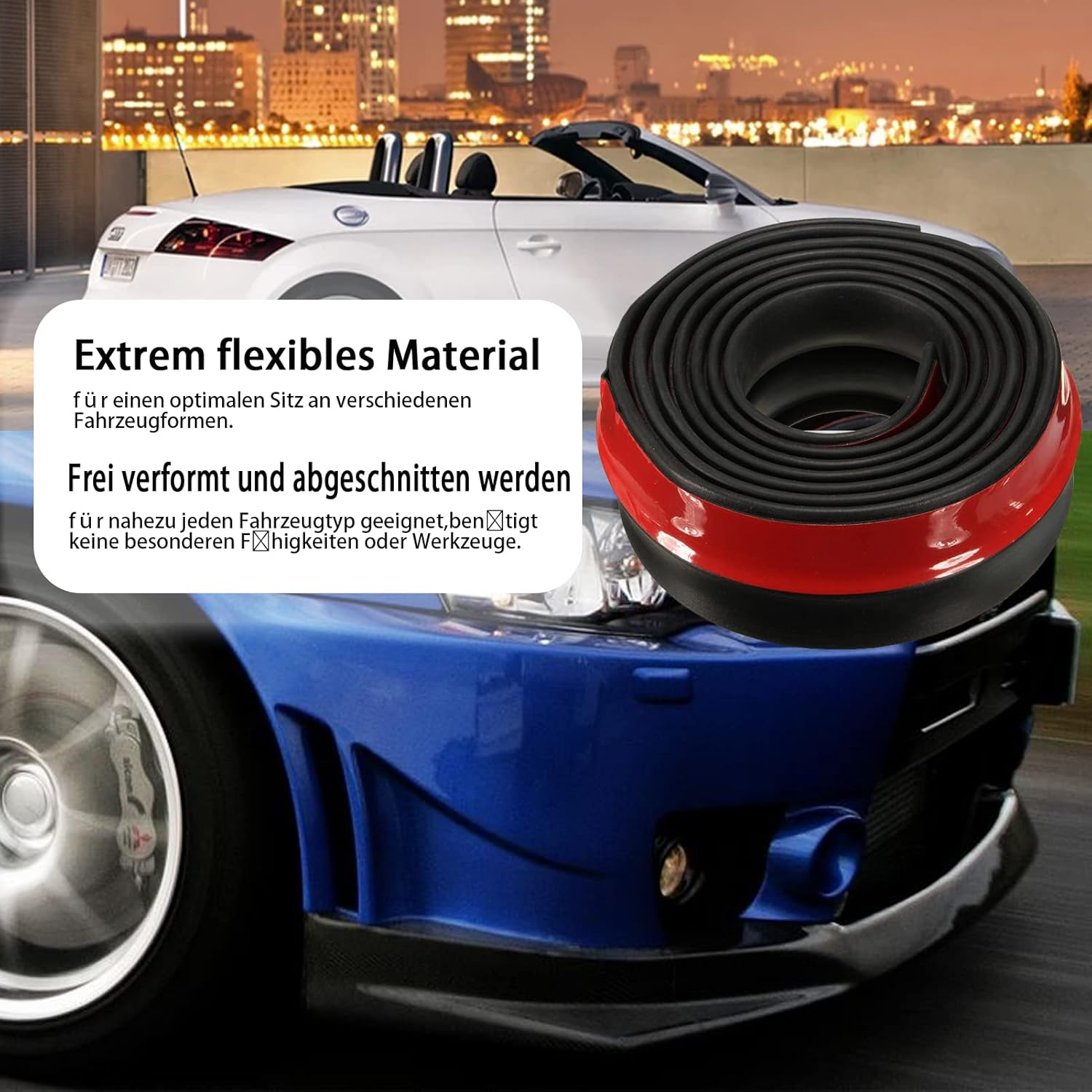 Front Spoiler Lip Original Universal Car Spoiler Lip Splitter 2.5 M Protection for Gluing Body Skirt Protector for Cars Trucks SUV image number 1