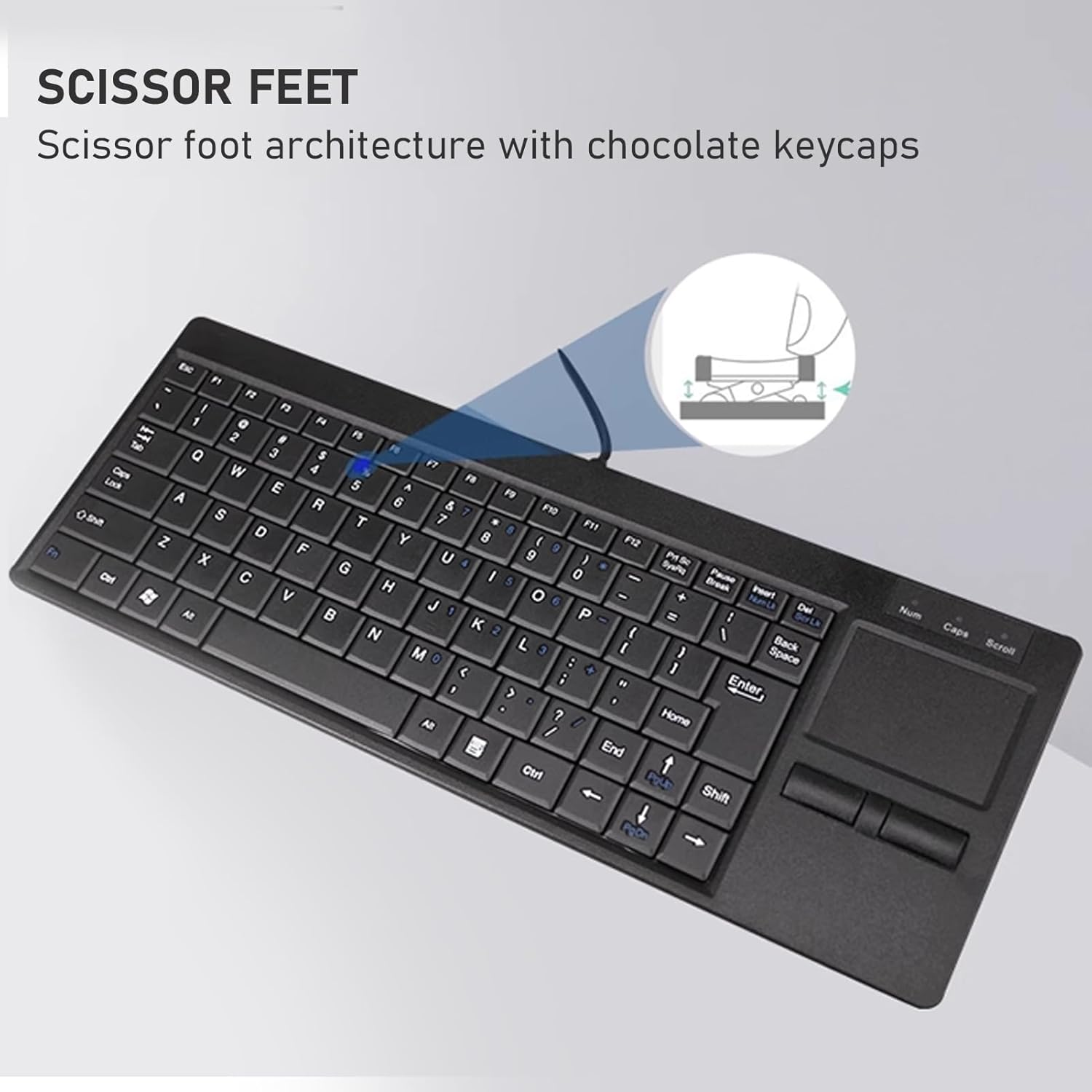 Compact USB Wired Keyboard with Hub, IP68 Waterproof Ultra Thin Industrial Keyboard with Touchpad, for Laptop Notebook PC image number 6