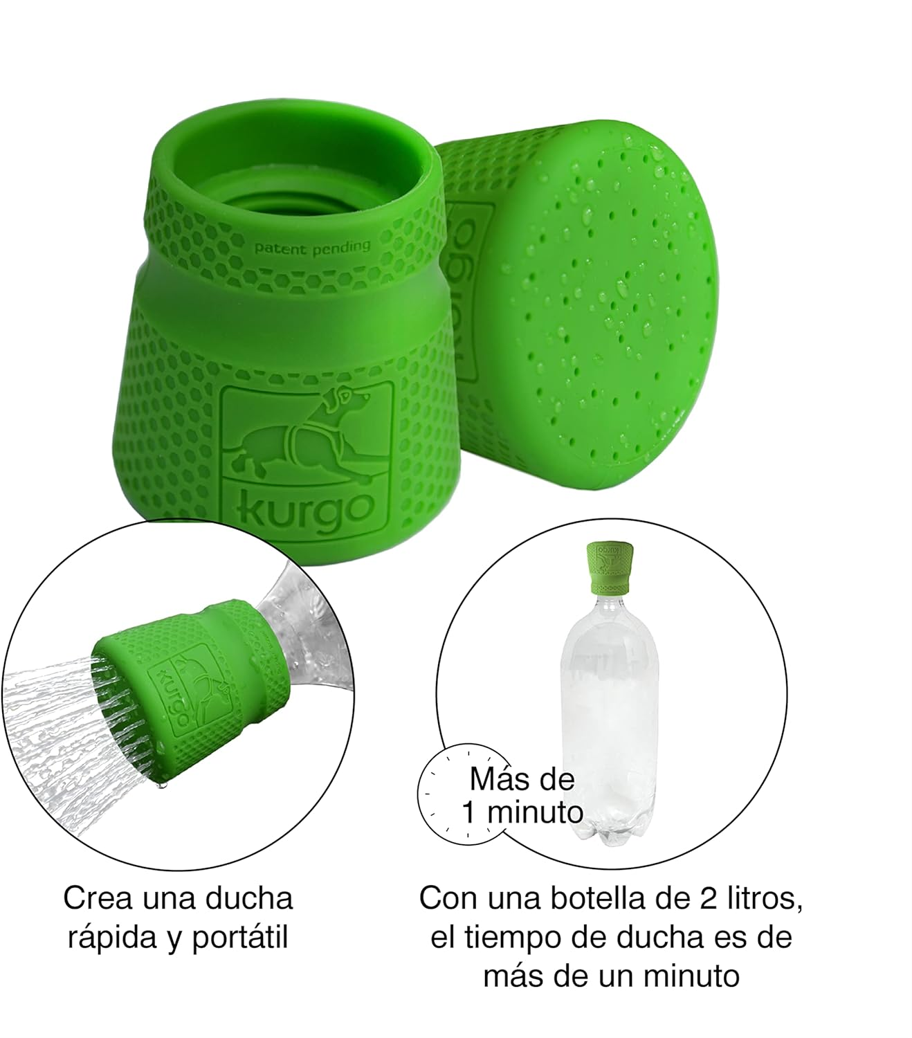 Kurgo Portable Outdoor Shower for Dogs, Pet Bathing Gear, Dog Travel Accessories, Hiking, Beach or Camping Supplies for Pets, Works with 2 Litre Soda Bottle, Mud Dog Shower image number 3