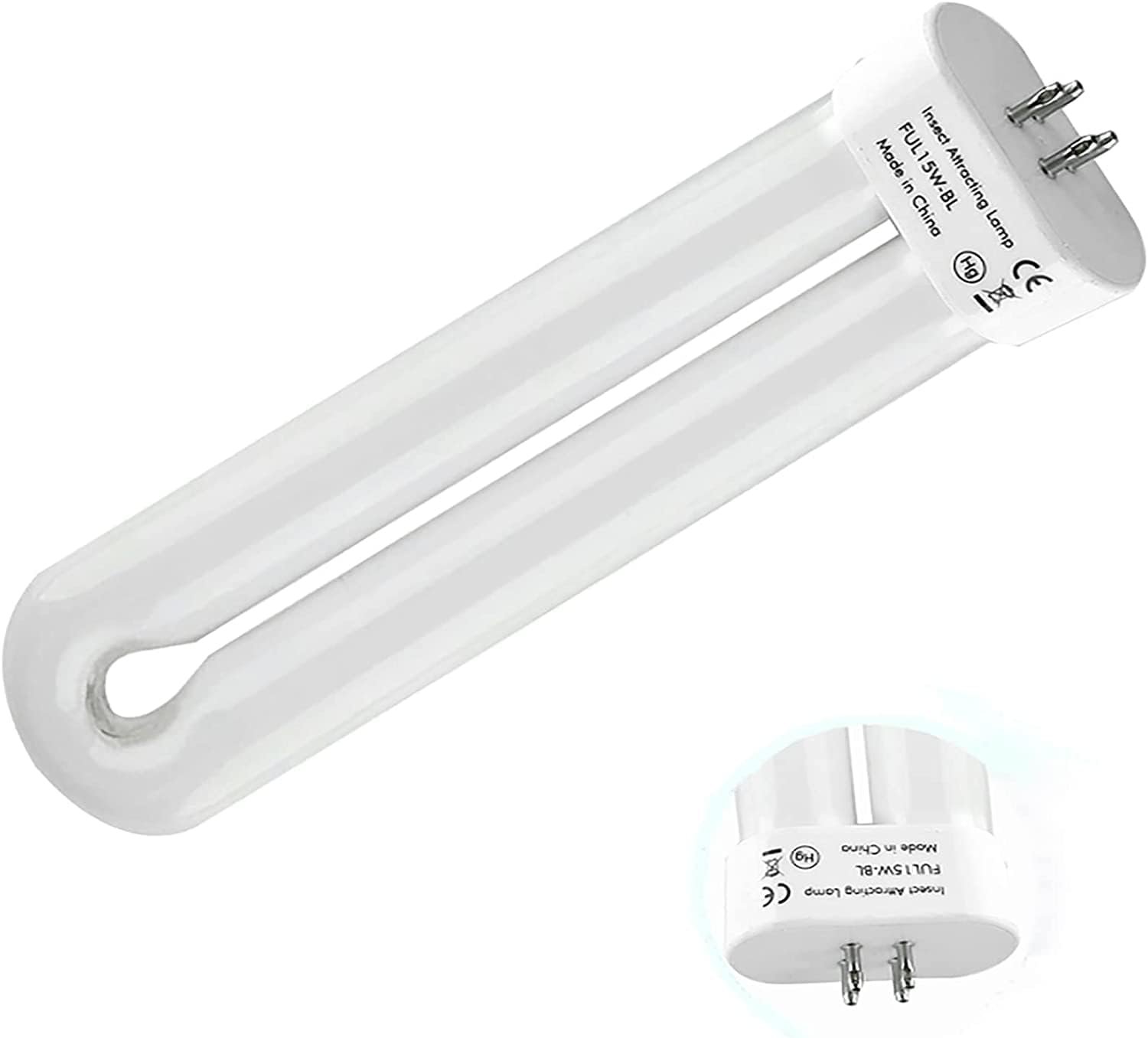 Replacement Bulb for Bug Zapper with 4-Pin Base, 15W Single U-Shaped Twin Tube Bulb image number 1