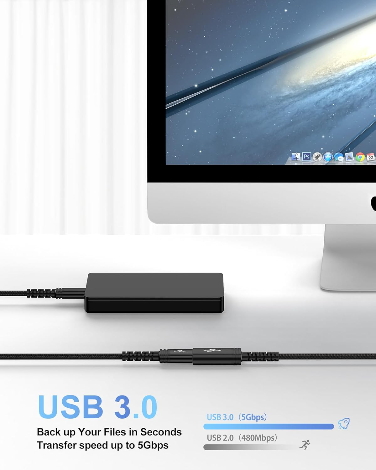 USB 3.0 Extension Cable 10FT, USB Type a Male to Female Extender Cable, Double Sided Braided USB Extension Cord for Data Transfer Compatible with Keyboard, Mouse, Hard Drive, Hub, Printer, Phone, Xbox image number 4