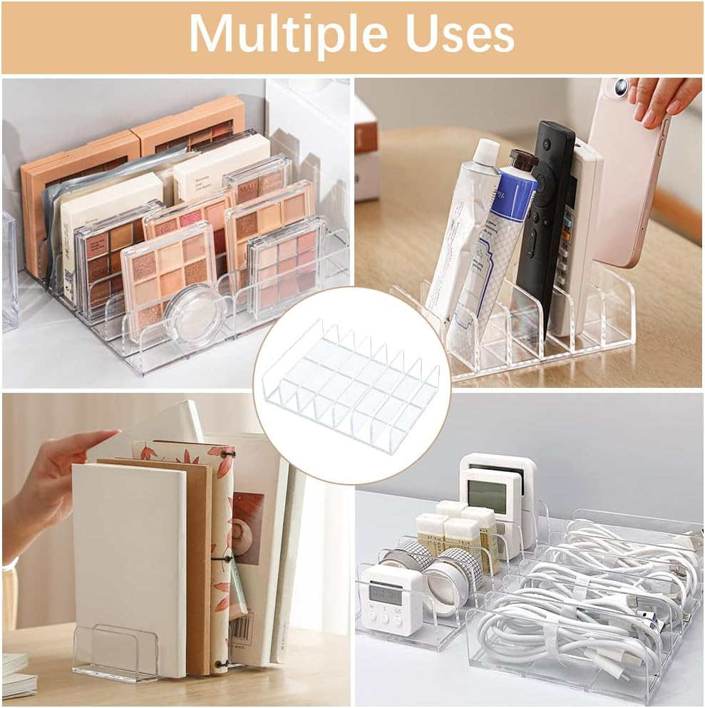 3Pcs Eyeshadow Palette Organizer, FHDUSRYO 7 Section Makeup Palette Organizer, 2 Acrylic Palette Organizer with 1 Lipstick Holder, Clear Palettes Storage Holder for Cosmetics Blush, Bathroom Vanity image number 6