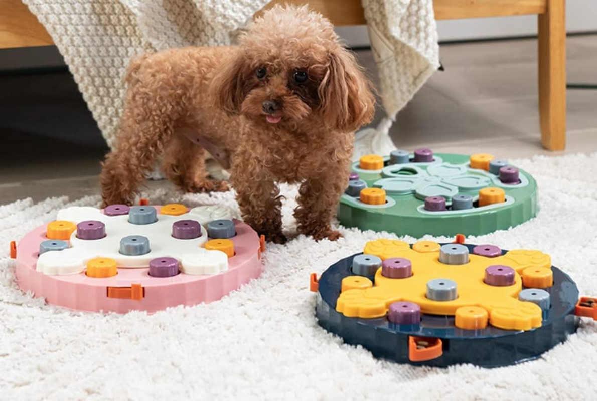 Paw Puzzlers Advanced Dog Puzzle, Enrichment Toy, Treat Puzzle, Dog Interactive Food Toy (Pink, Geometric) image number 5