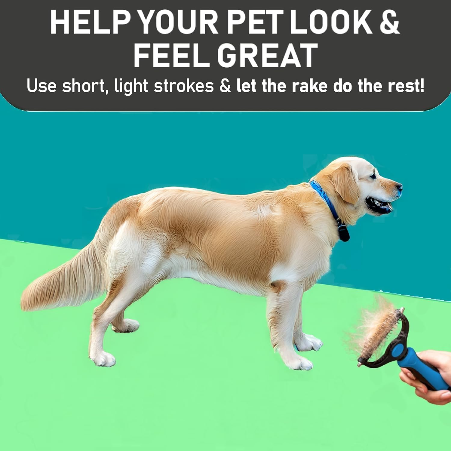 Deshedding Dog Brush, Dematting Comb for Cat and Dog, Pet Grooming Brush and Rake for Small, Medium Large Dogs Double Sided Deshedding Tool Removes Knots & Tangled Hair image number 2