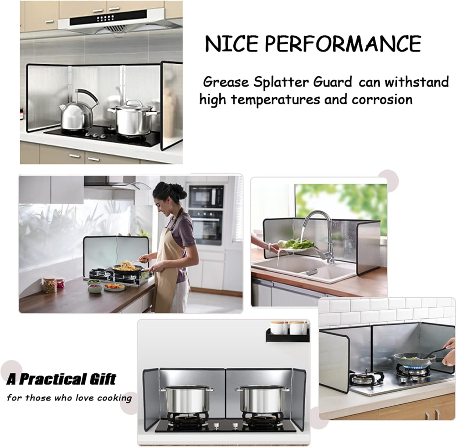 4 Sided Splatter Guard, Foldable Stainless Steel Oil Splatter Shield Guard Grease Splatter Screen, anti Splatter Sheet Oil Splatter Proof Baffle Splatter Guard Stove image number 2