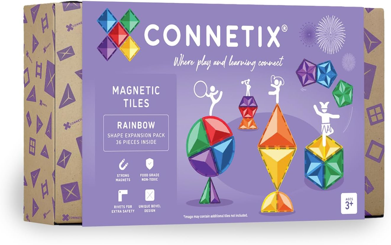 CONNETIX Magnetic Tiles Rainbow Shape Expansion Pack, 36 Pieces image number 1