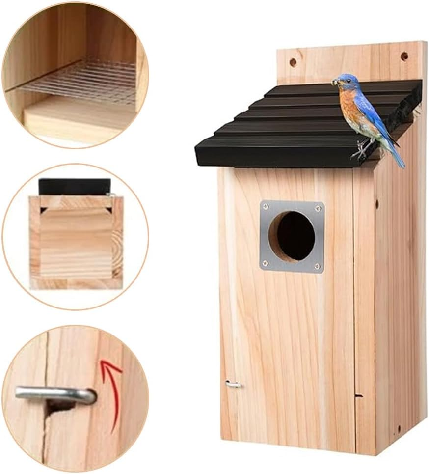 2 Pack Bird Houses, Hung Outdoors, Wooden Waterproof Birdhouse Hut Decoration, Suitable for Terrace, Tree, Garden, Courtyard, Balcony, Indoor(12.5X12.5X30Cm) image number 1