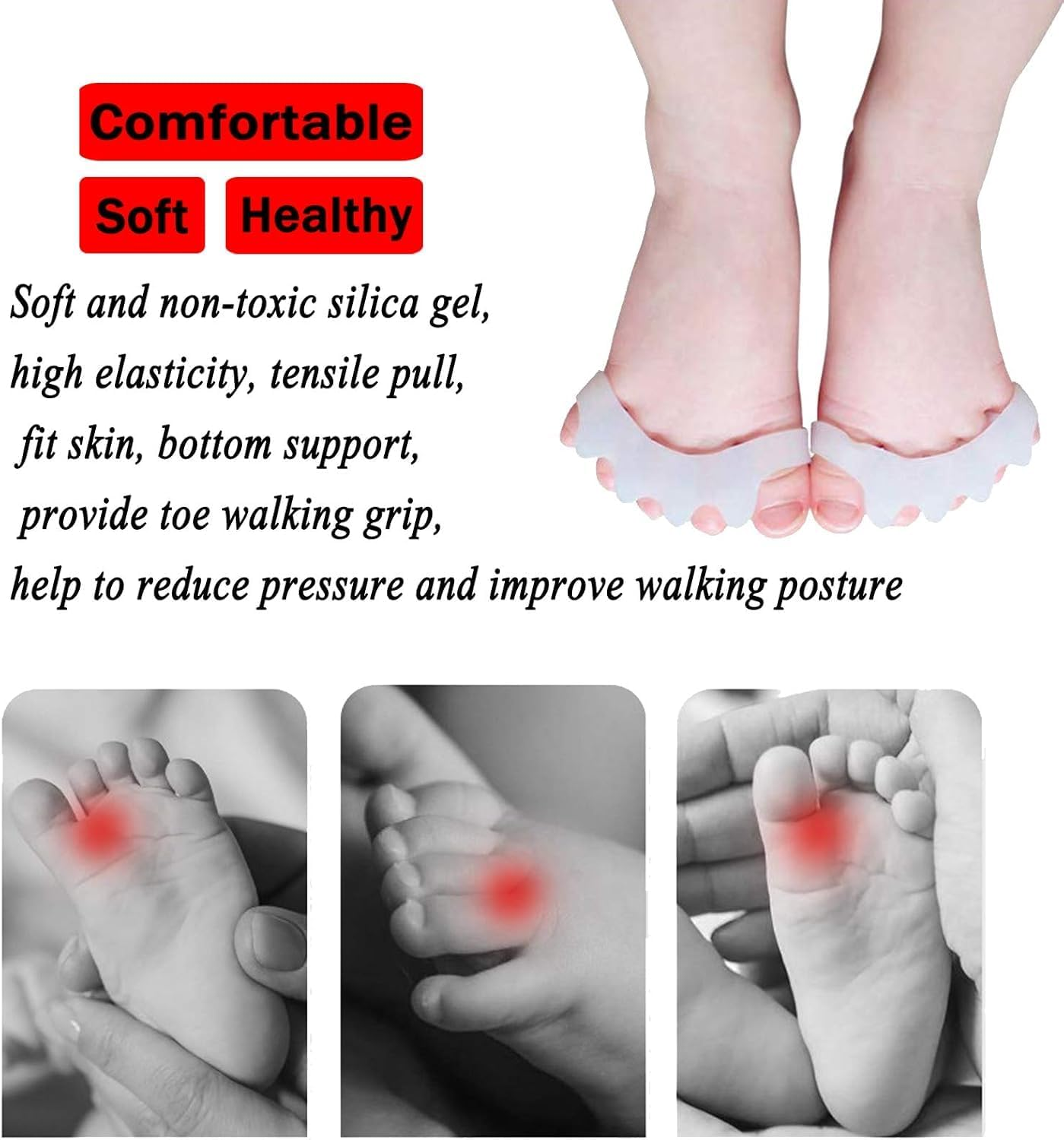 Toe Separators & Spacers,Use for Health & Beauty Pedicures,Hammer Toes, Claw Toes & Other Foot Conditions,Pedicures for Kids (White, 1 Pair) image number 2