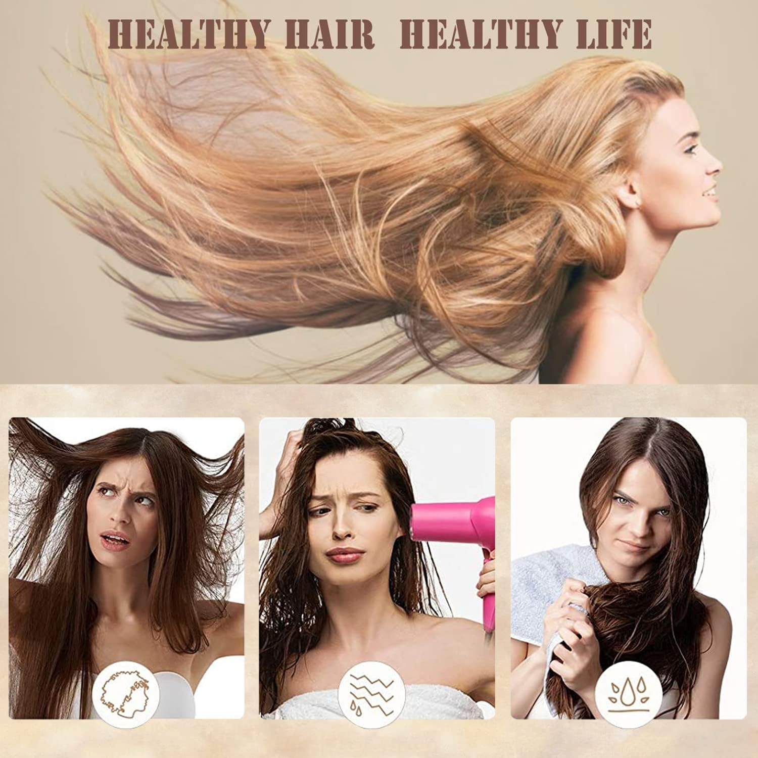 2 Pack Microfiber Hair Towel Wrap AUMA Super Absorbent Twist Turban for Women Fast Drying Hair Caps with Buttons for Drying Curly, Long & Thick Hair anti Frizz (Pink) - Light Blue image number 3