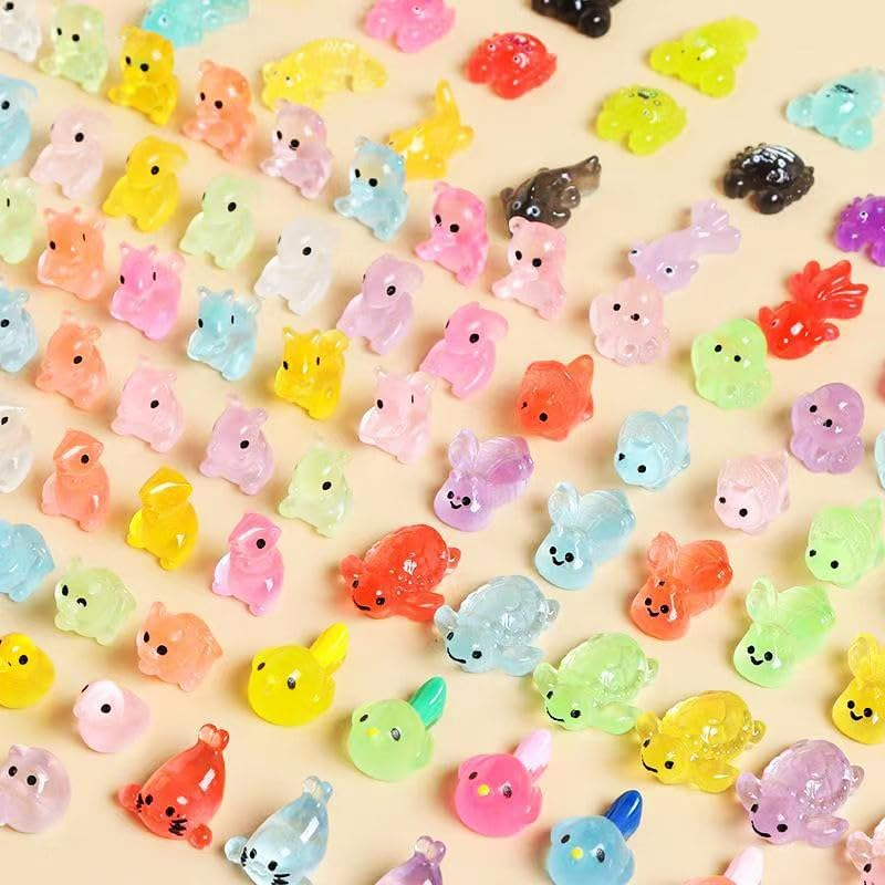 70PCS Glow in the Dark Mini Resin Animals - DIY Craft Kit for Aquariums, Fairy Gardens & Dollhouse Decor | Multi-Purpose Glowing Figures for Landscaping, Pottery & Family Projects (Random Styles) image number 3