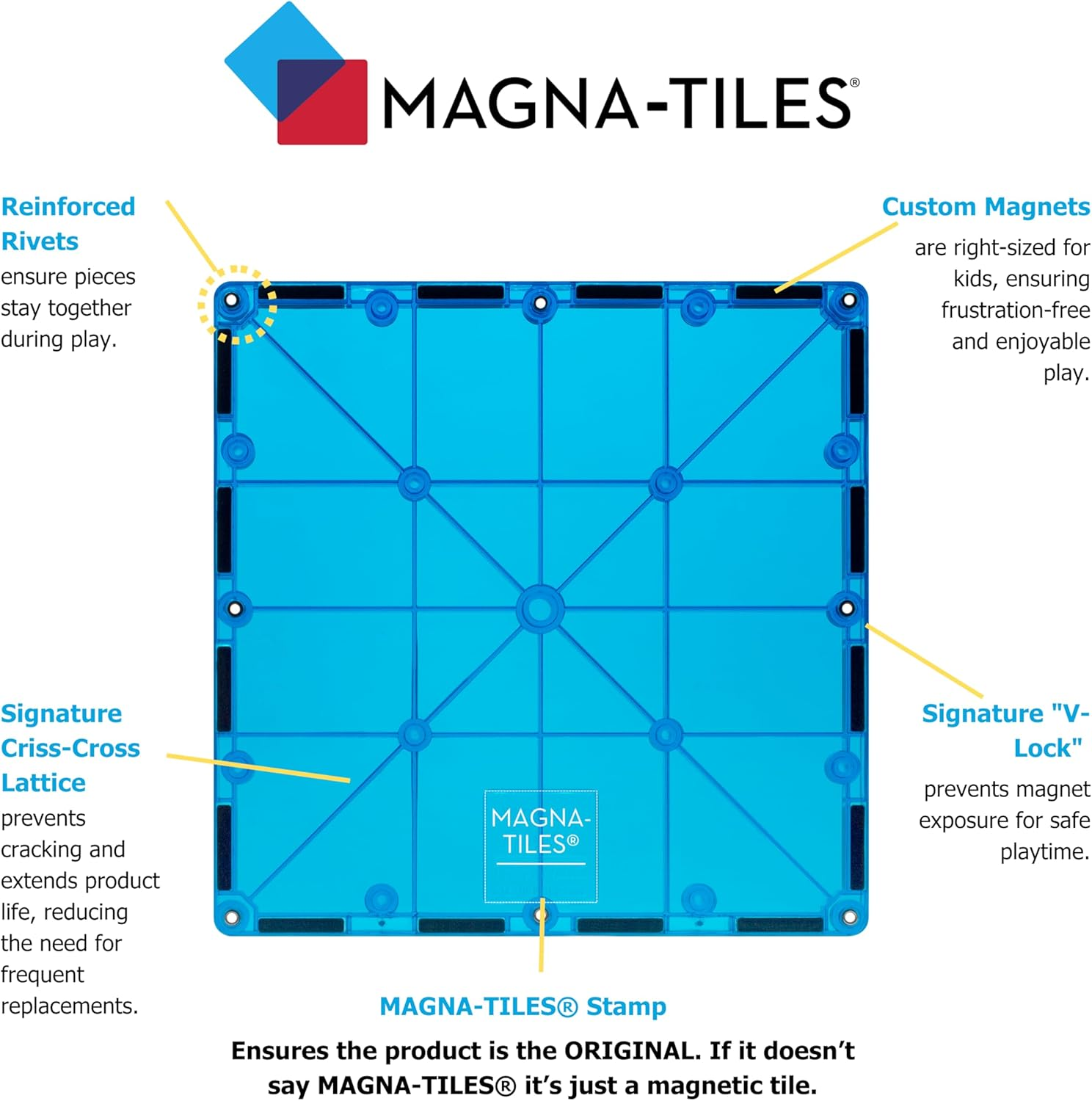 Magna-Tiles 32-Piece Clear Colors Set &ndash; the Original, Award-Winning Magnetic Building Tiles &ndash; Creativity and Educational &ndash; STEM Approved image number 5