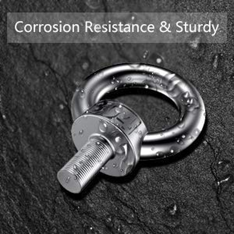 VOANZO Lifting Ring Eye Bolt M8 / 0.32" Marine Weight Lift Stainless Steel Male Thread Screws Bolts 5Pcs