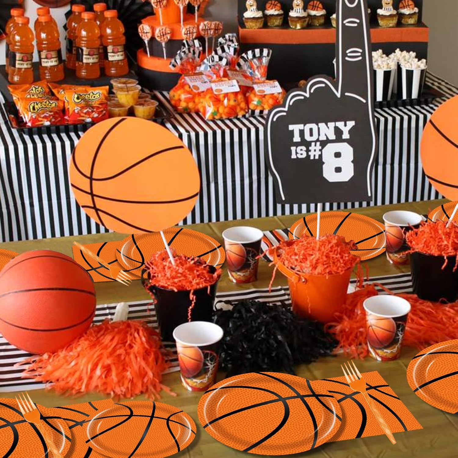 96 Pcs Basketball Plates & Napkins - Party Supplies, Birthday Decorations, Party Favors for Kids image number 3