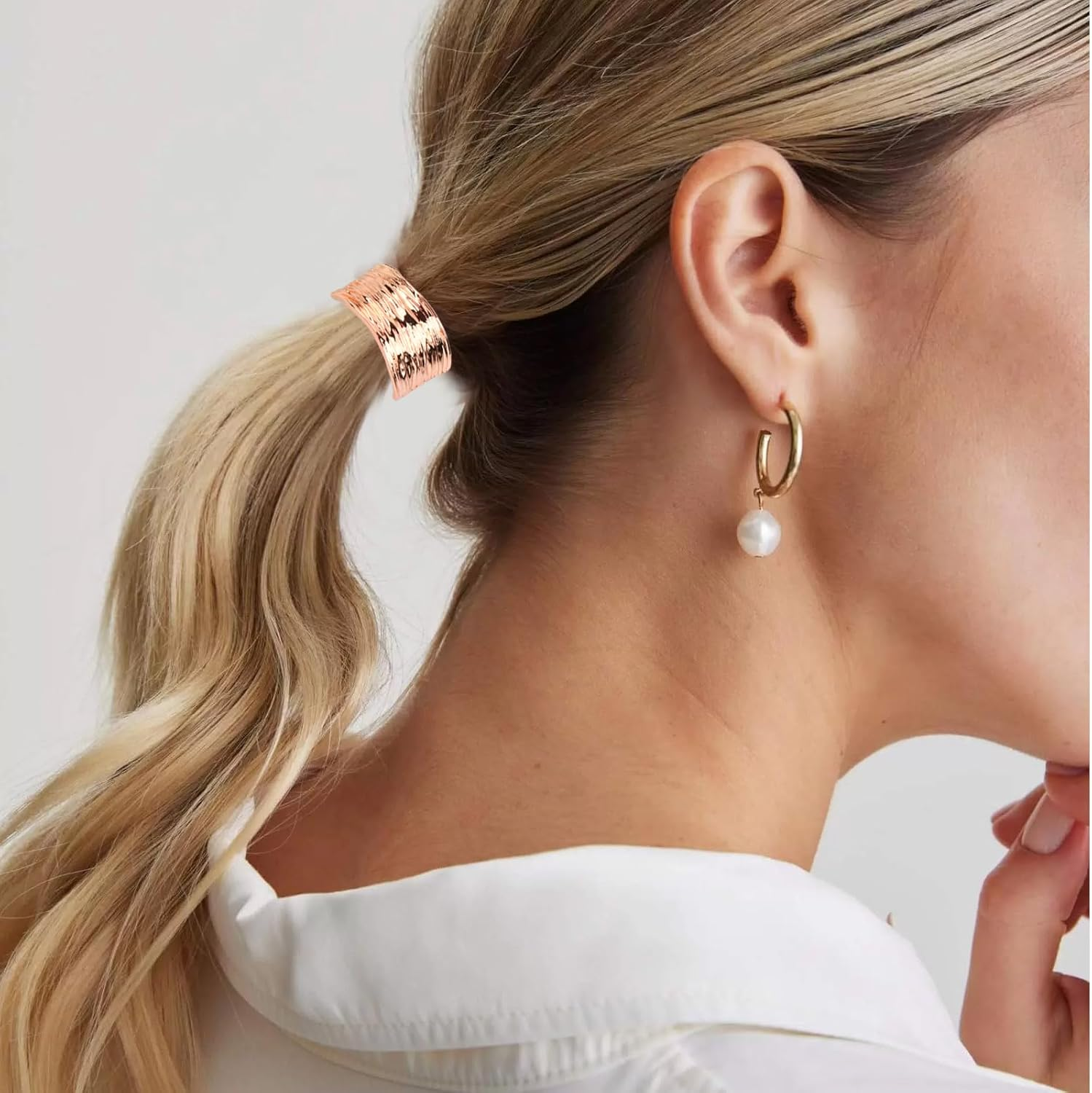 YILANJIN Pack of 4 Hair Bobbles, Metal Hair Accessories, Hair Bobbles, Glitter Ponytail Holder Cuff, Stylish Hair Band, Fashionable Elastic Hair Band for Women, Girls, Hair Accessory (A)