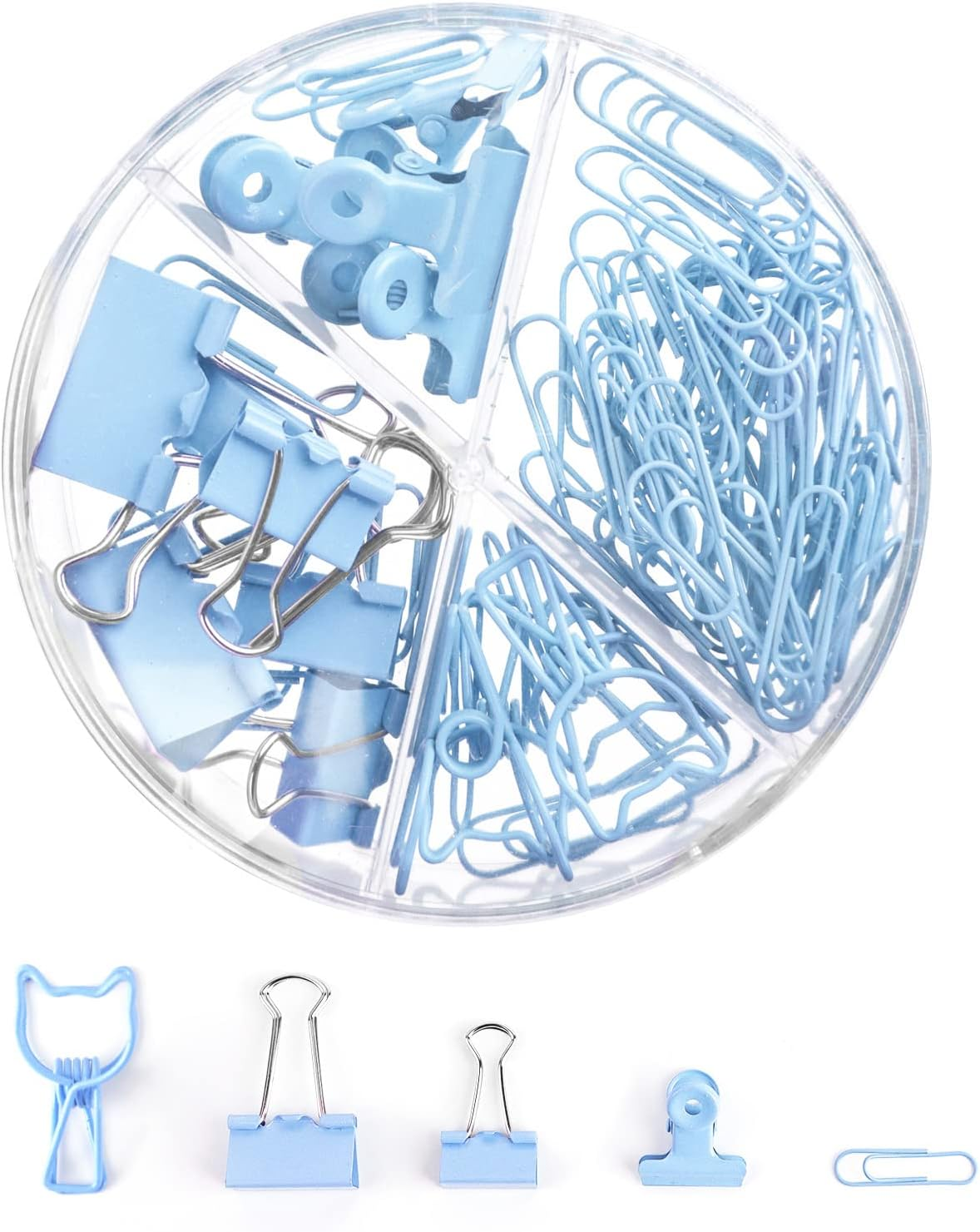 Paper Clips and Binder Clips Set, Metal Assorted Sized Binders with Push Pins, Black Office Supplies for Desk, Durable Desk Accessories