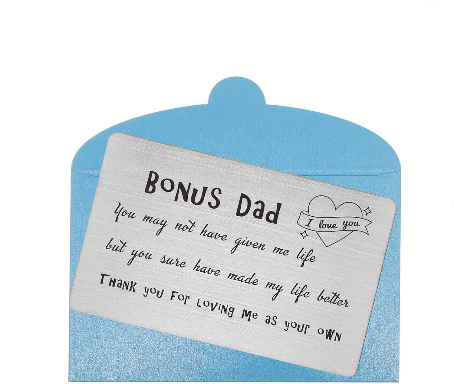 FALOGI Stepdad Birthday Fathers Day Card, Thank You for Loving Me as Your Own, Step Dad Gifts Engraved Wallet Card
