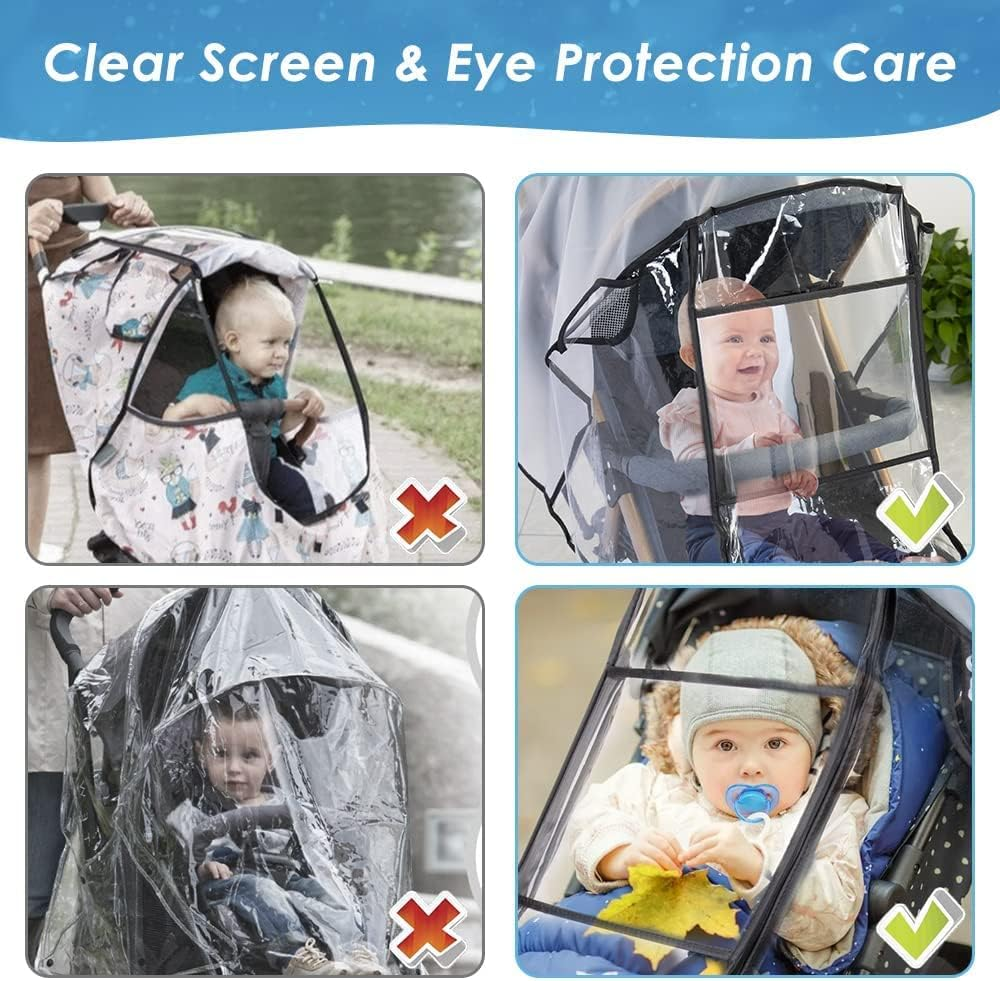 Slowton Universal Pushchair Rain Cover, Large Durable Raincover for Pram Stroller Rain Cold Wind Protective with Convenient Window Opening, Adjustable Easy Use Rain Shield Fits Most Pram image number 5