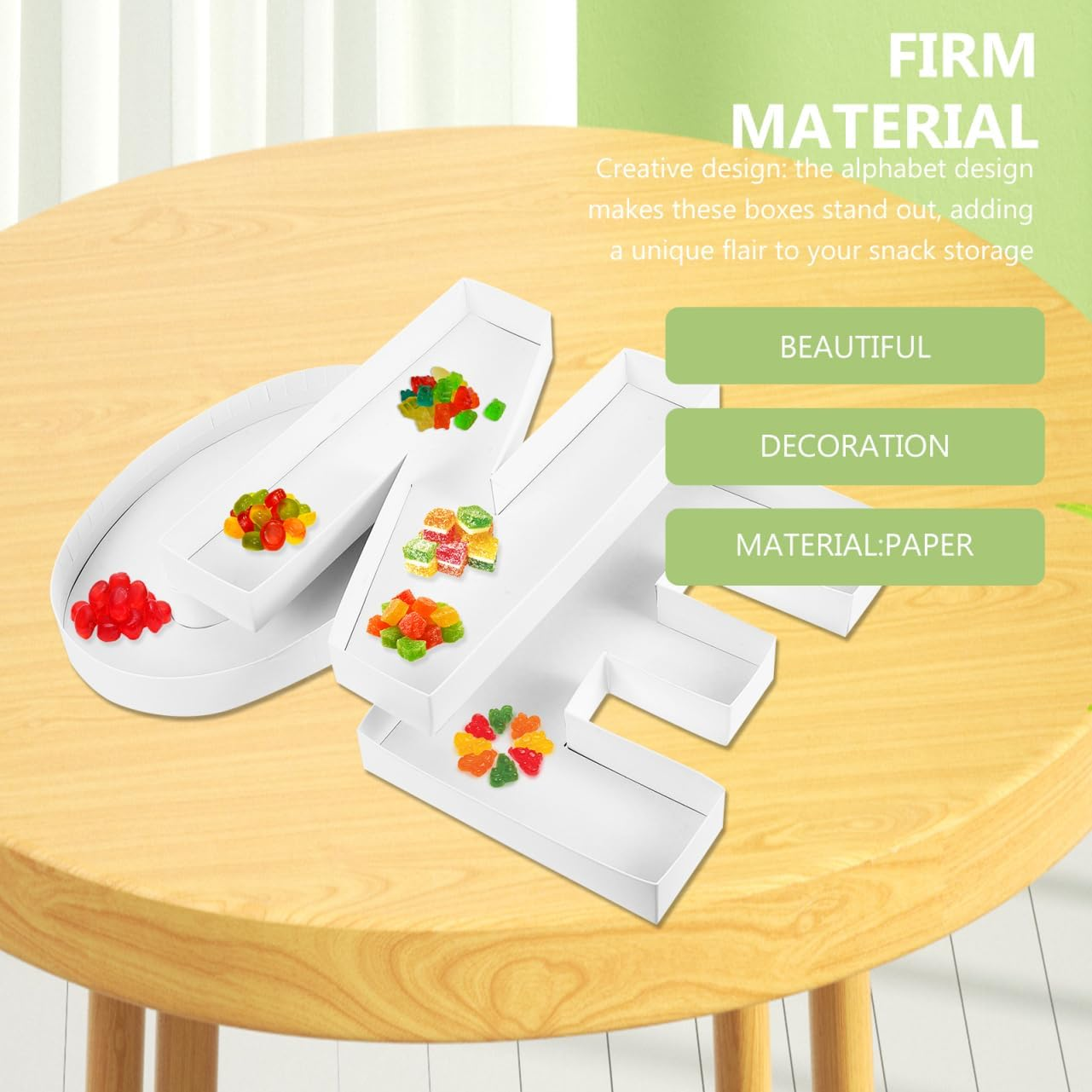 MAGICLULU 1 Set Box Alphabet Candy Box Candies Decoration One Charcuterie Board Letters Hollow Letters for Charcuterie to Fill Cardboard Letter Charcuterie Letters Sweet Holder White Paper image number 6