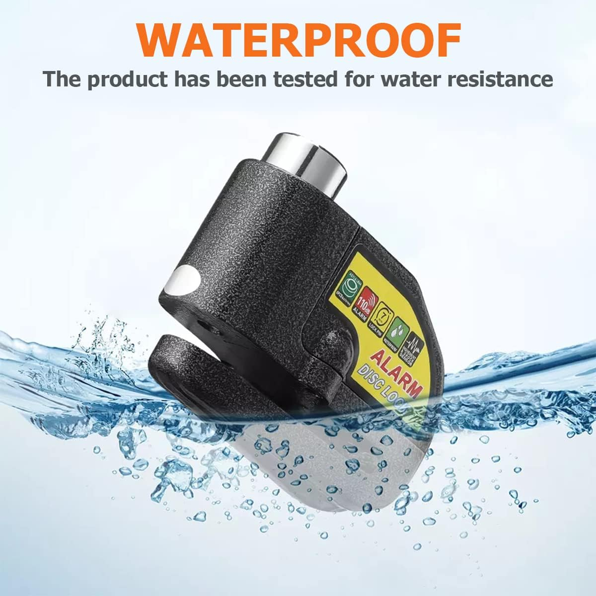 Motorcycle Alarm Disc Brake Lock, Anti-Theft Security 110Db Alarm Sound, Waterproof Wheel Padlock with Keys and Reminder Cable, Auto Accessories for Motorbike, Scooter, Bike, Moped (Black) image number 2