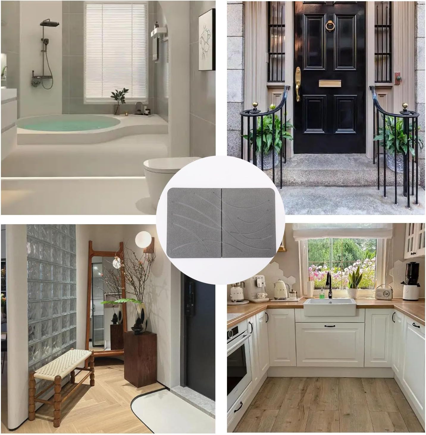 Shengsenfu Stone Bath Mat Super Absorbent Quick Dry Non Slip Modern Diatomite Bathroom Mats Natural Diatomaceous Quick Drying Mat Fast Drying Shower Mat Thin Bathroom Rugs Stone Shower Mat (Dark Gray) image number 6