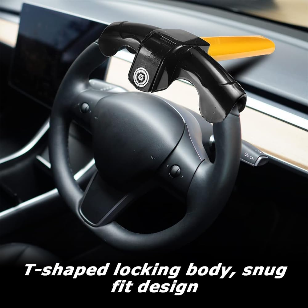 MOTRAIN Universal Steering Wheel Lock, Brake Pedal Lock, High Security Brake Clutch Pedal Lock with 2 Keys Black image number 5