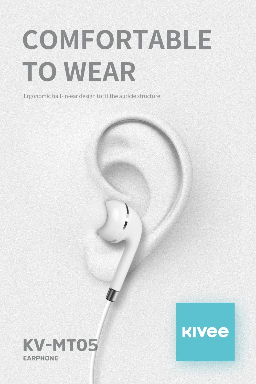 KIVEE MT05W Earphone 3.5Mm 1.2M White image number 2