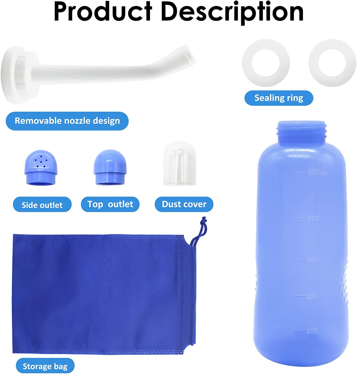 RUFCRIL Peri Bottle, Portable Travel Bidet with Carry Bag, TPE Material Can Be Boiled, 500Ml Capacity with 2 Sealing Ring,Essentials for Postpartum Perineal Care,Hemorrhoid Treatment,New Baby image number 5