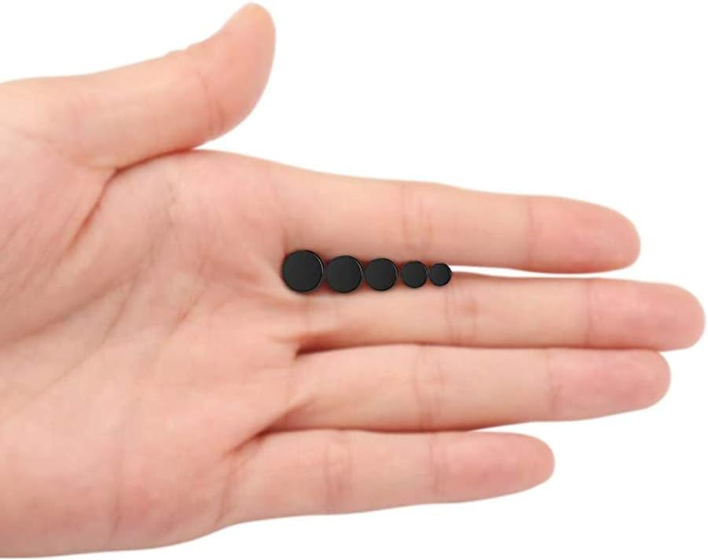 Stainless Steel Black Stud Earrings for Men Women, 3Mm-8Mm Available (6 Pairs a Set) image number 5