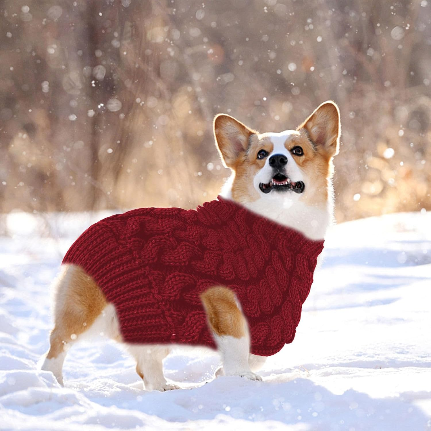 LASIEYO Dog Jumper, Pet Warm Jumper, Knitted Wool Winter Jumper for Medium and Large Dogs (XL, Red) image number 4