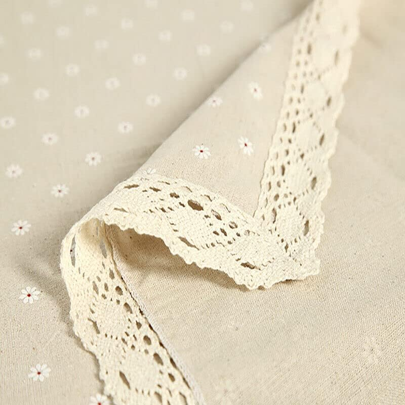 Rectangle Square Tablecloth Table Cover Flower Pattern Dining Table Cloth - Linen Cotton Dining Table Cover with Delicate Lace Edging image number 5