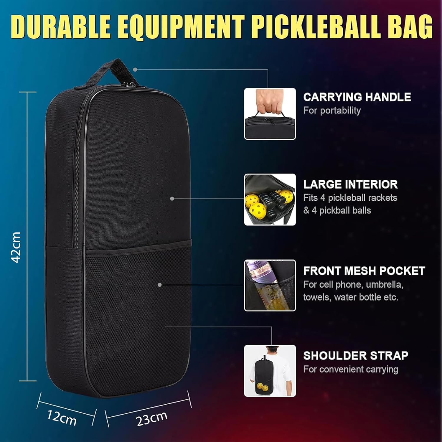 Pickleball Paddles Set, Fiberglass Pickleball Set with 4 Pickleball Paddles, 4 Pickleball Balls and Pickleball Bag, Pickleball Rackets Equipment for Beginners & Pros