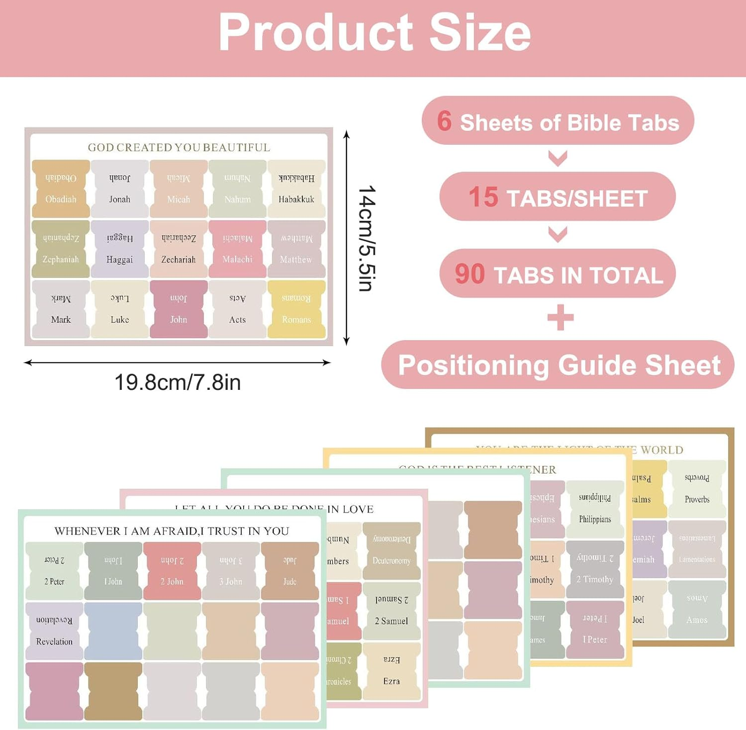 Bible Index Tabs Set -90 Reusable Laminated Study Tabs for Women & Men, Boho Theme Book Labels image number 3