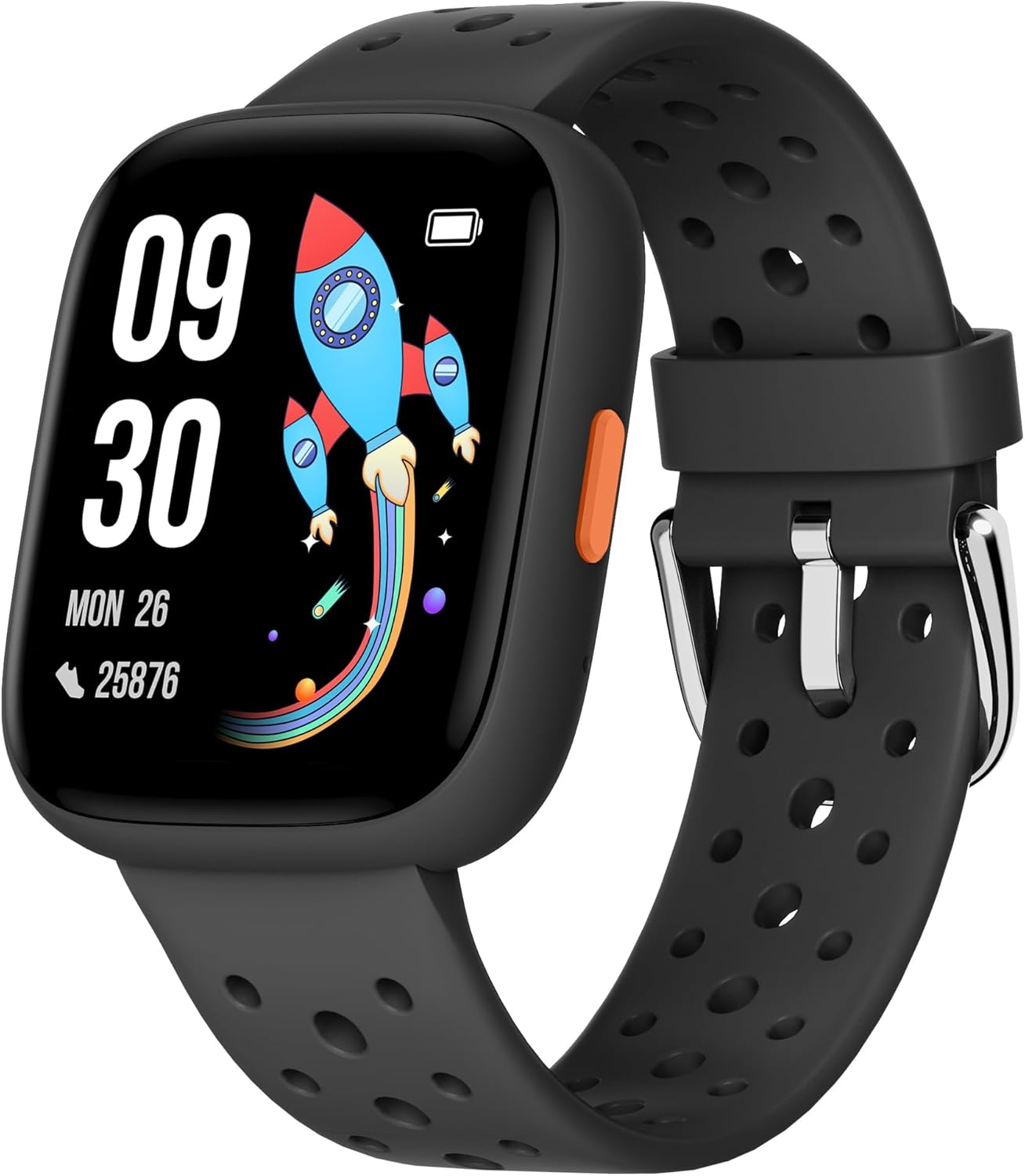 BIGGERFIVE Smart Watch for Kids No APP No Phone Needed, 1.8" Fitness Tracker Watch Pedometer, Sleep Monitor, IP68 Waterproof, Step Counter, Puzzle Games for Girls Boys Teens 5-16, Black